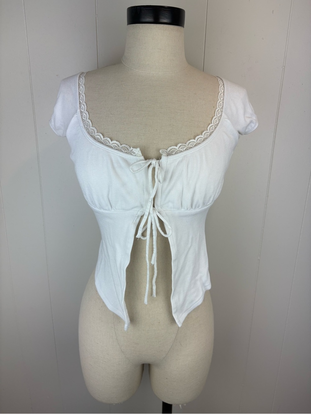 Fairy Core Minimalist Clean Girl Open Front Crop Top